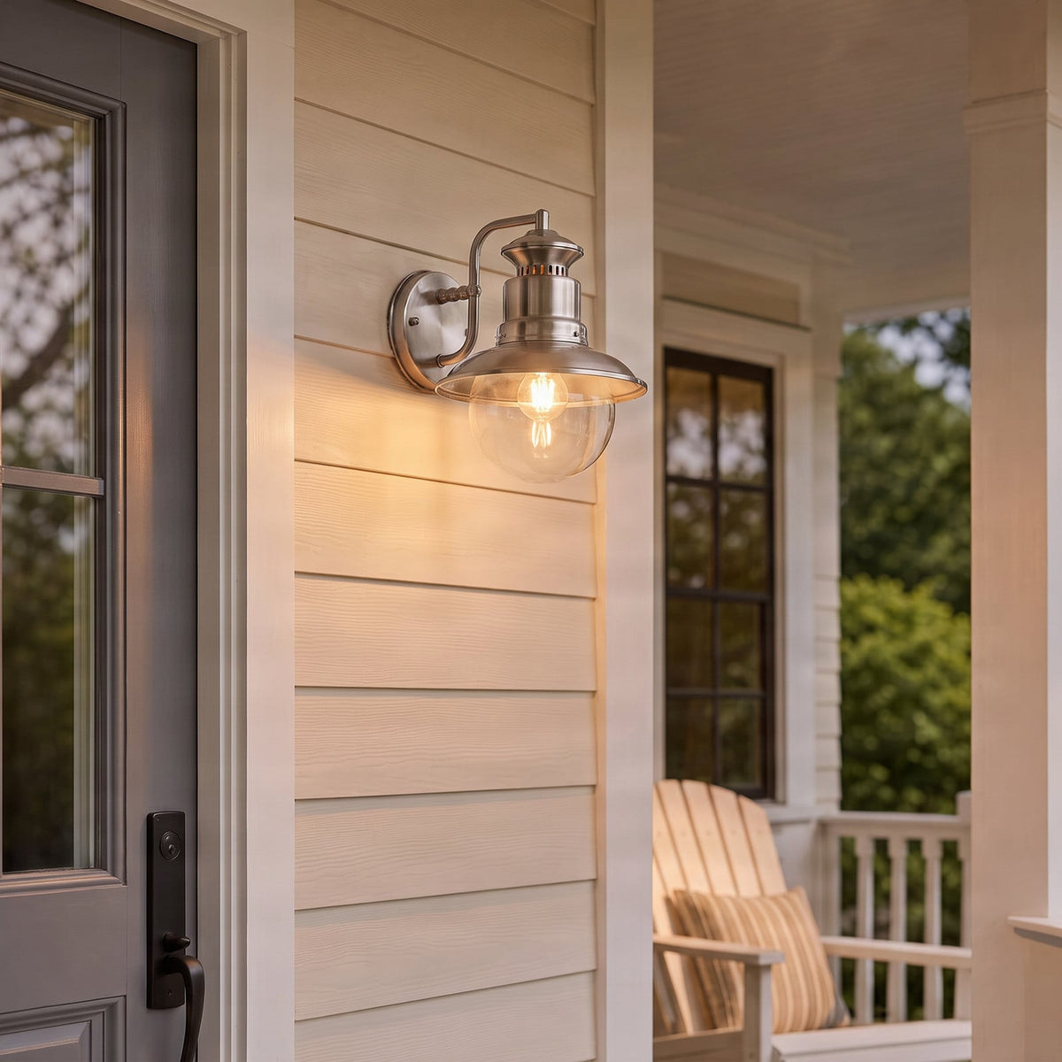 Lucande Gwendolyn outdoor wall light, 10.5 in, grey, stainless steel