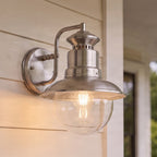 Lucande Gwendolyn outdoor wall light, 10.5 in, grey, stainless steel