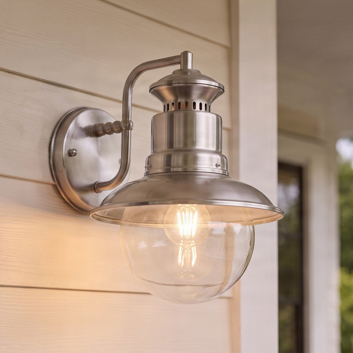 Lucande Gwendolyn outdoor wall light, 10.5 in, grey, stainless steel
