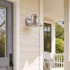 Lucande Gwendolyn outdoor wall light, 10.5 in, grey, stainless steel
