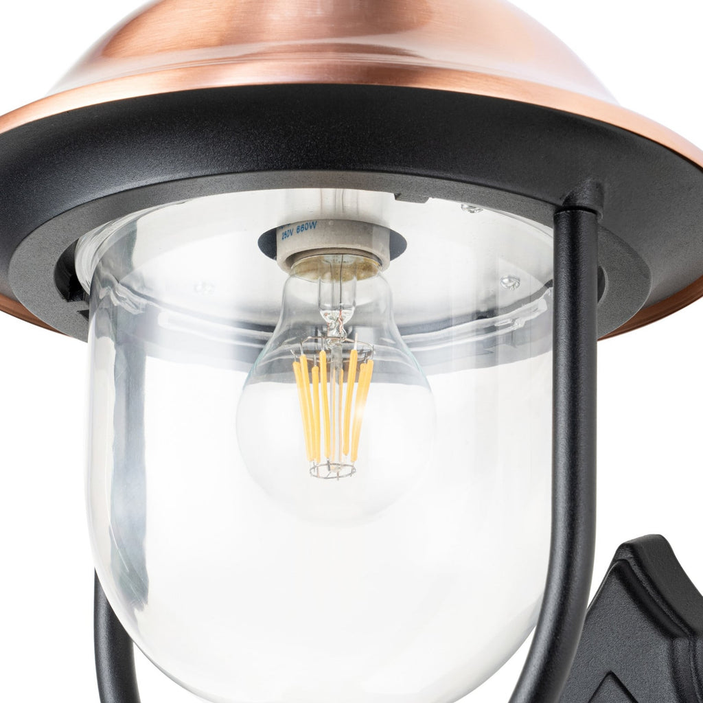 Lucande Clint outdoor wall lamp, copper, top-mounted socket, metal
