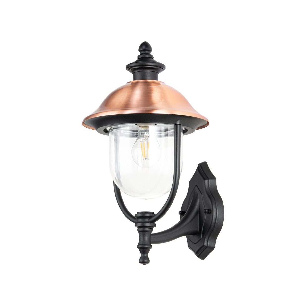 Lucande Clint outdoor wall lamp, copper, top-mounted socket, metal
