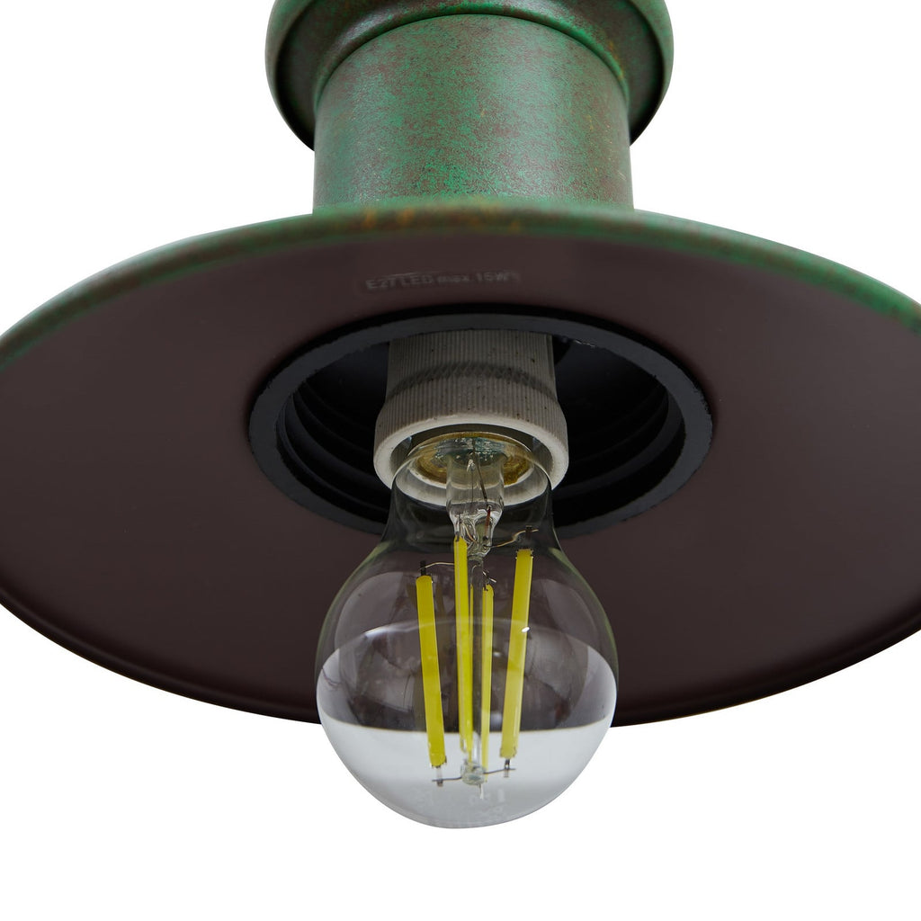 Lucande Eloretta outdoor wall light, 12 in, green, glass, steel