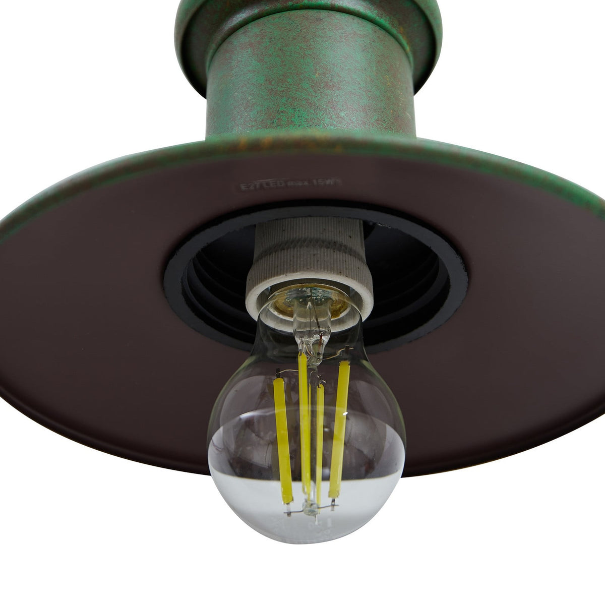 Lucande Eloretta outdoor wall light, 12 in, green, glass, steel