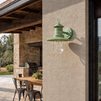 Lucande Eloretta outdoor wall light, 12 in, green, glass, steel