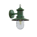 Lucande Eloretta outdoor wall light, 12 in, green, glass, steel