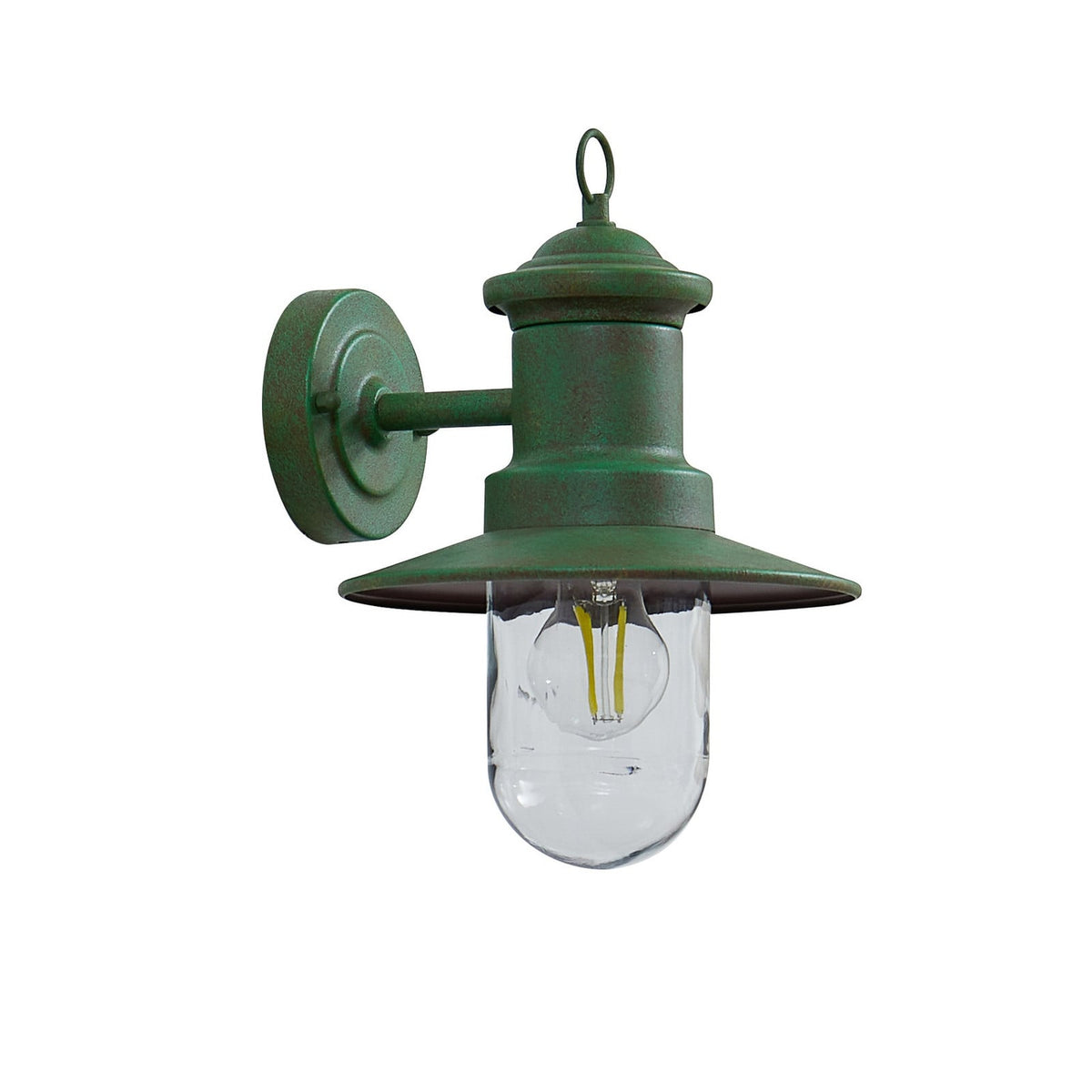 Lucande Eloretta outdoor wall light, 12 in, green, glass, steel