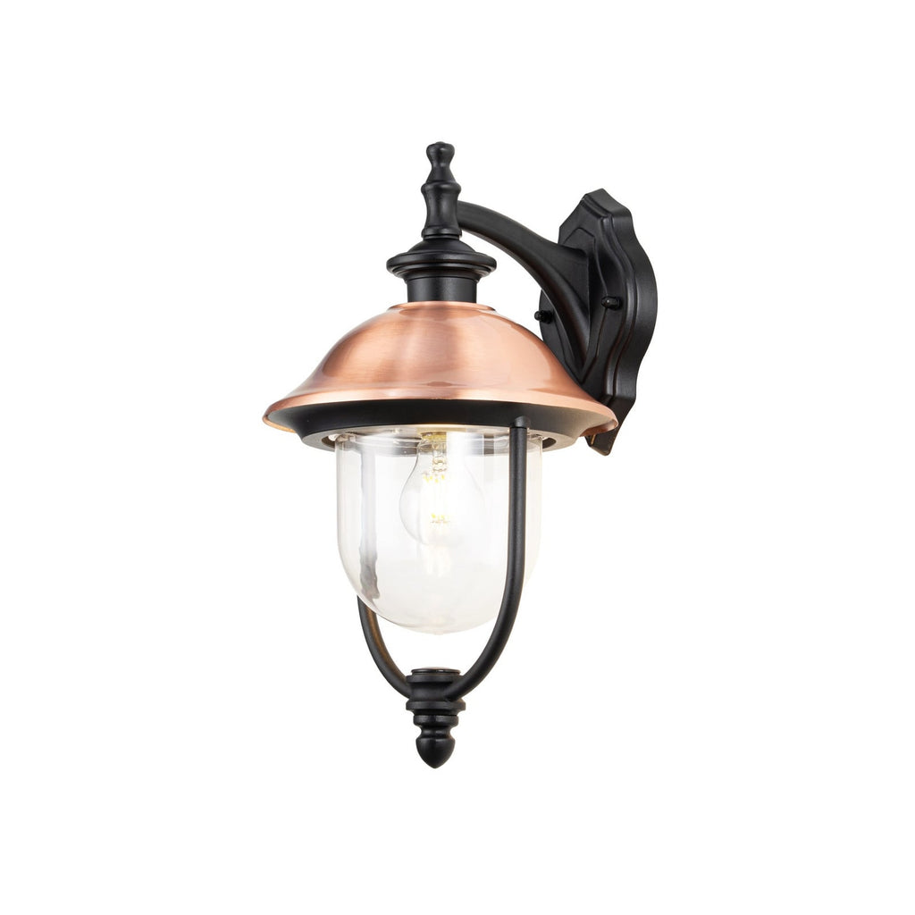 Lucande Clint outdoor wall lamp, copper, bottom-mounted socket, metal