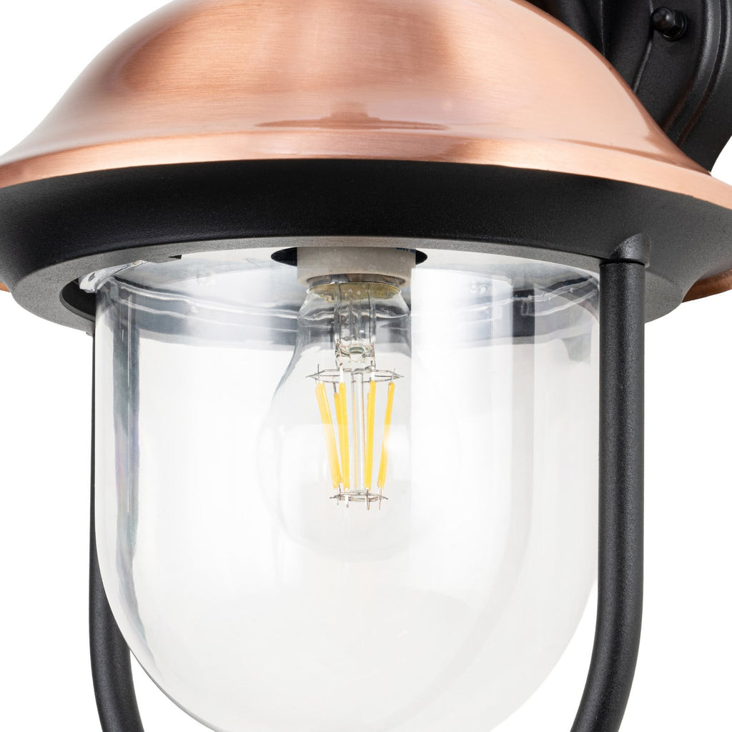 Lucande Clint outdoor wall lamp, copper, bottom-mounted socket, metal