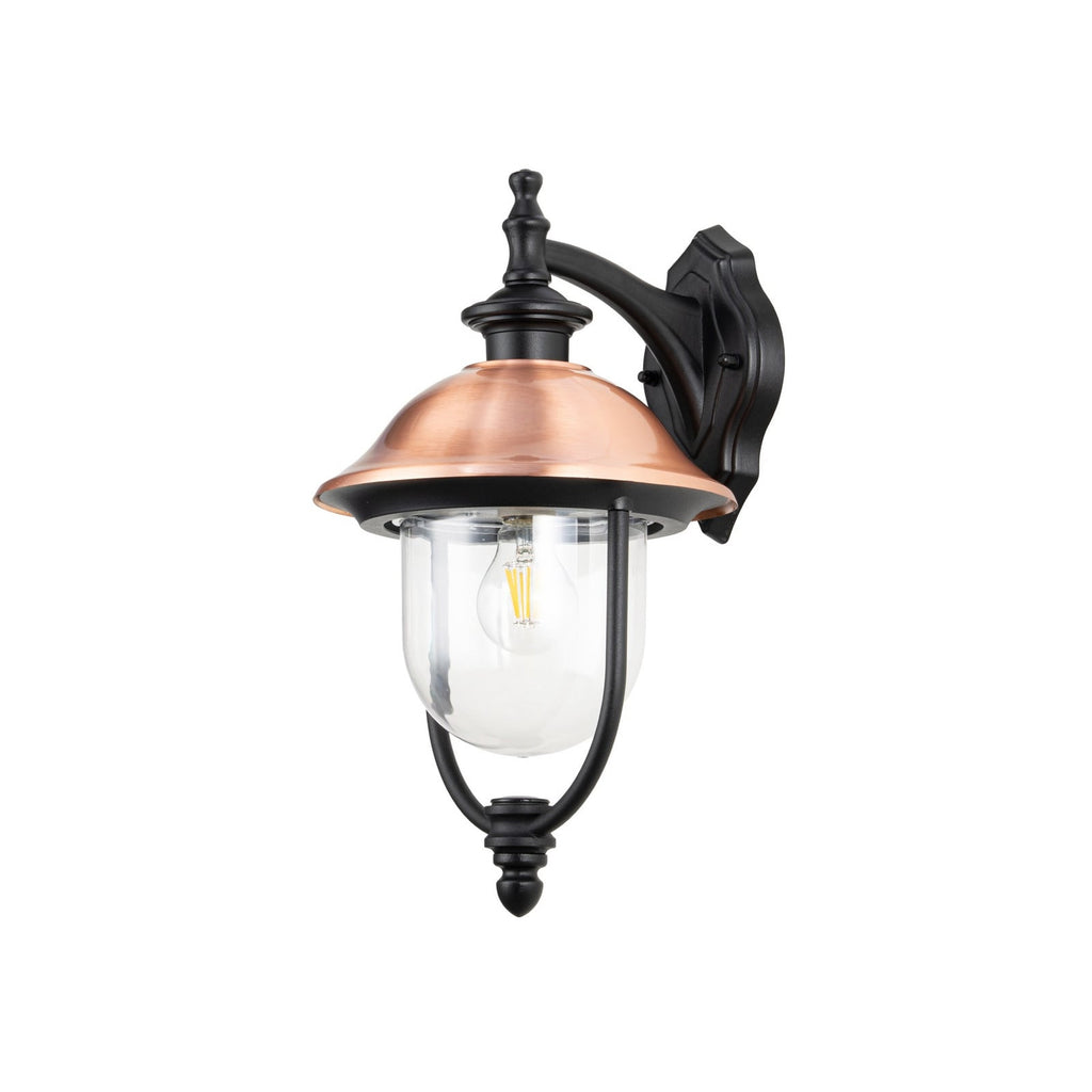Lucande Clint outdoor wall lamp, copper, bottom-mounted socket, metal