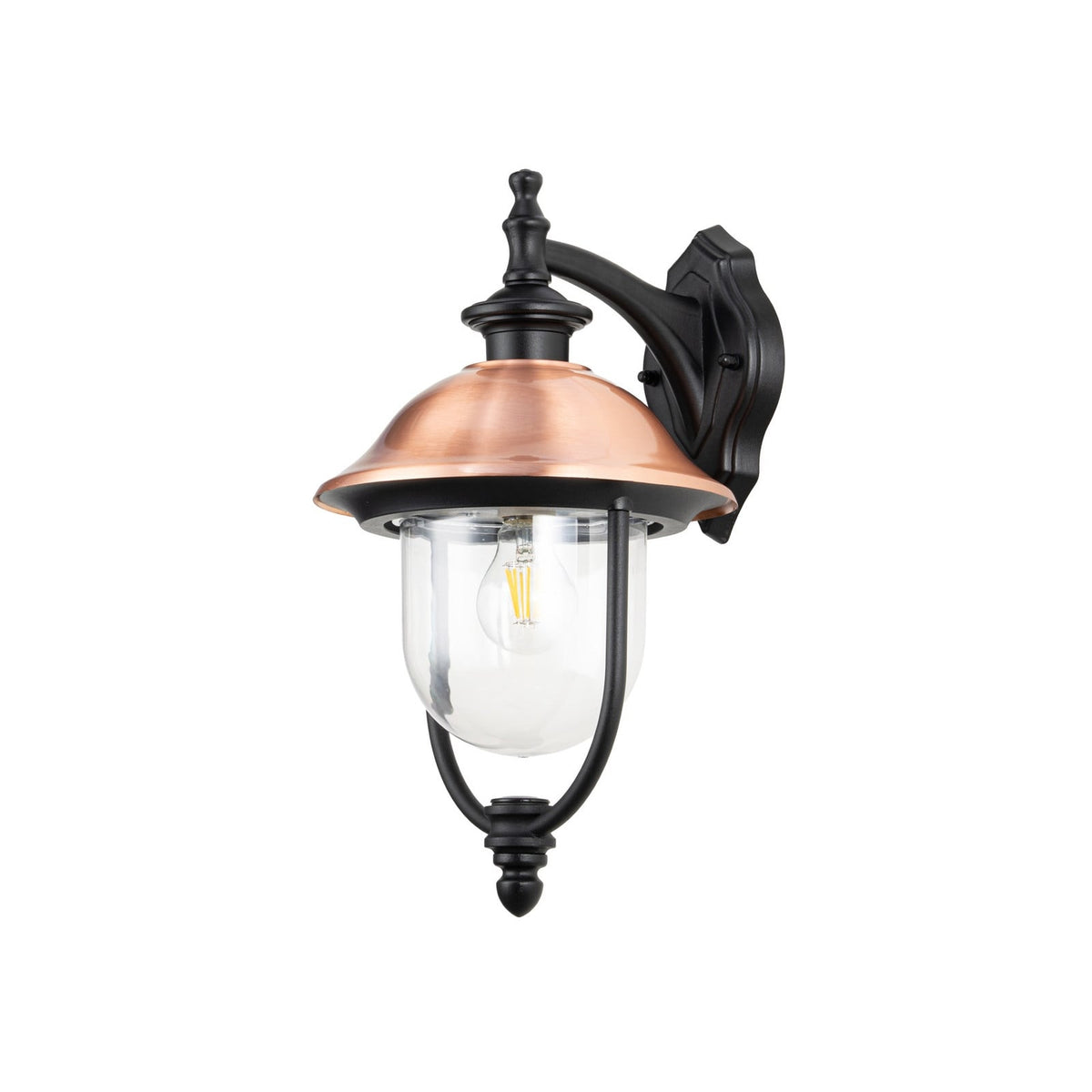Lucande Clint outdoor wall lamp, copper, bottom-mounted socket, metal