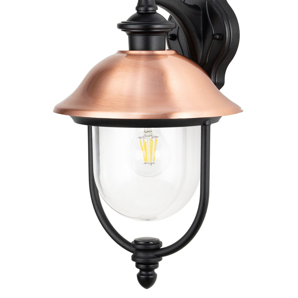 Lucande Clint outdoor wall lamp, copper, bottom-mounted socket, metal