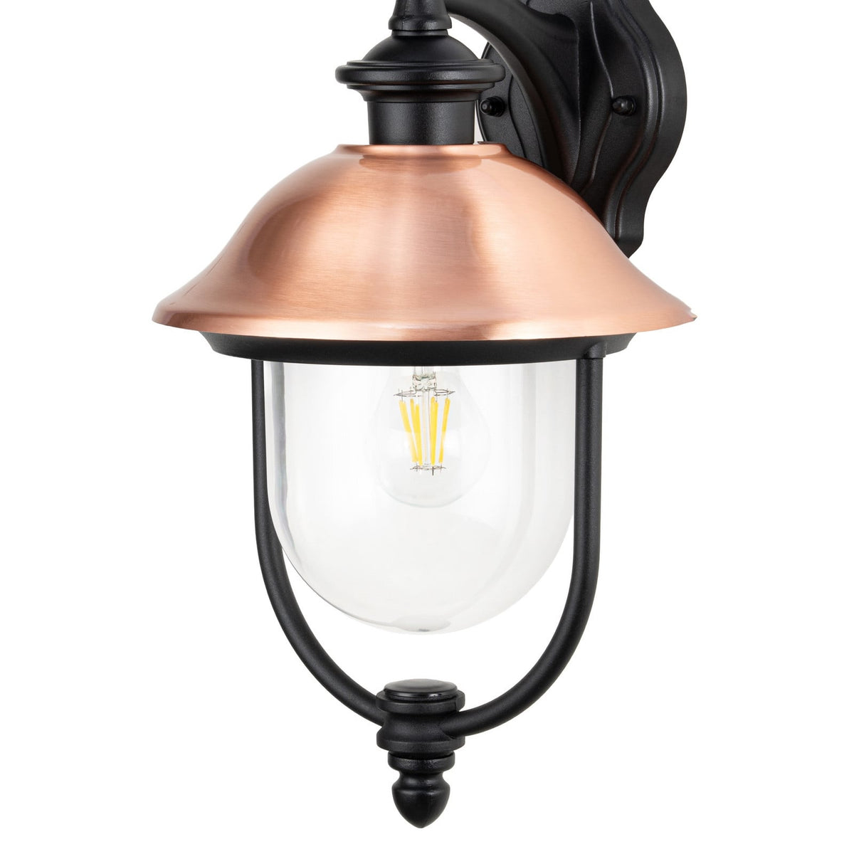 Lucande Clint outdoor wall lamp, copper, bottom-mounted socket, metal