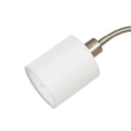 Lucande Aovan floor lamp, nickel, shelf, USB port