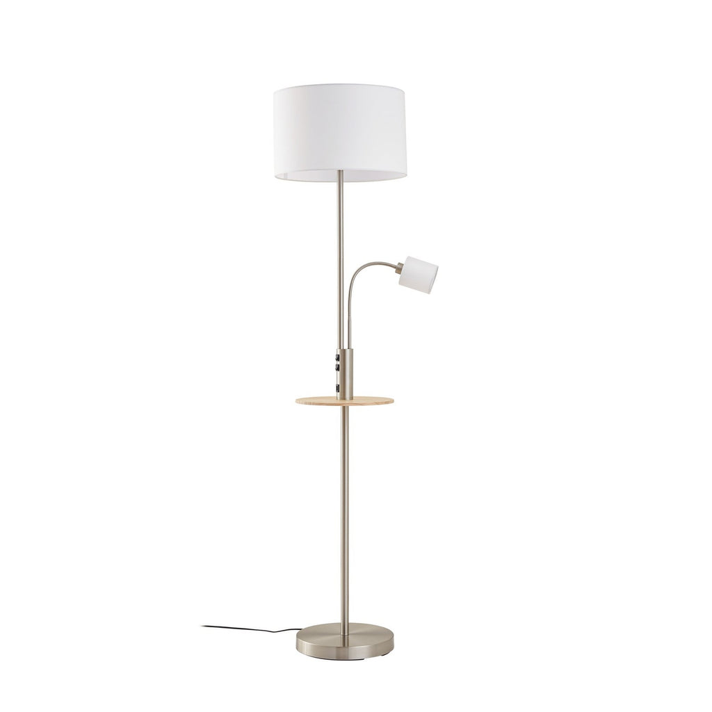 Aovan 67" Nickel Floor Lamp with Shelf & USB Port