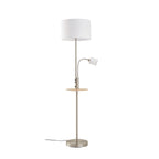 Aovan 67" Nickel Floor Lamp with Shelf & USB Port