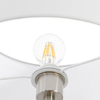 Lucande Aovan floor lamp, nickel, shelf, USB port