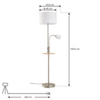 Aovan 67" Nickel Floor Lamp with Shelf & USB Port