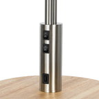 Lucande Aovan floor lamp, nickel, shelf, USB port