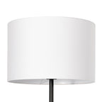 Lucande Aovan floor lamp, black, with shelf and USB port