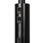 Lucande Aovan floor lamp, black, with shelf and USB port
