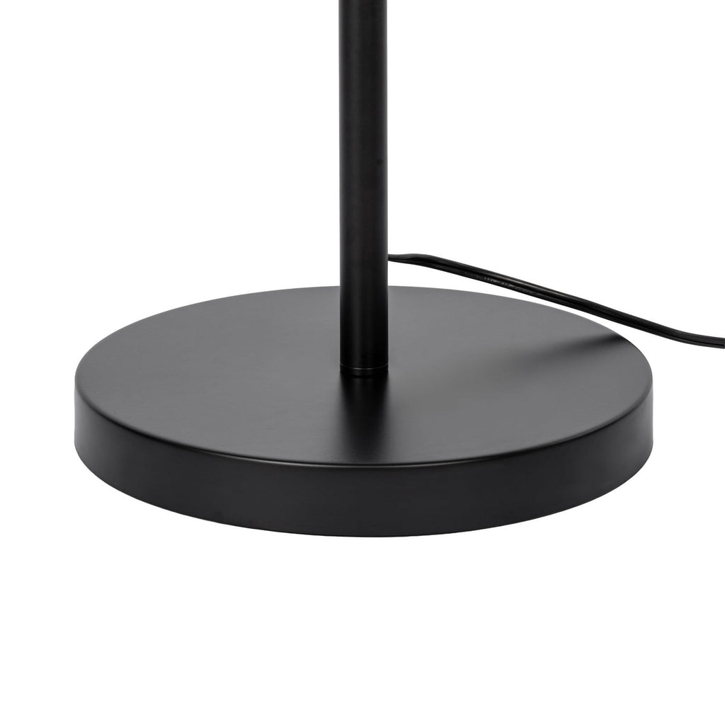 Lucande Aovan floor lamp, black, with shelf and USB port