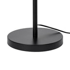 Lucande Aovan floor lamp, black, with shelf and USB port