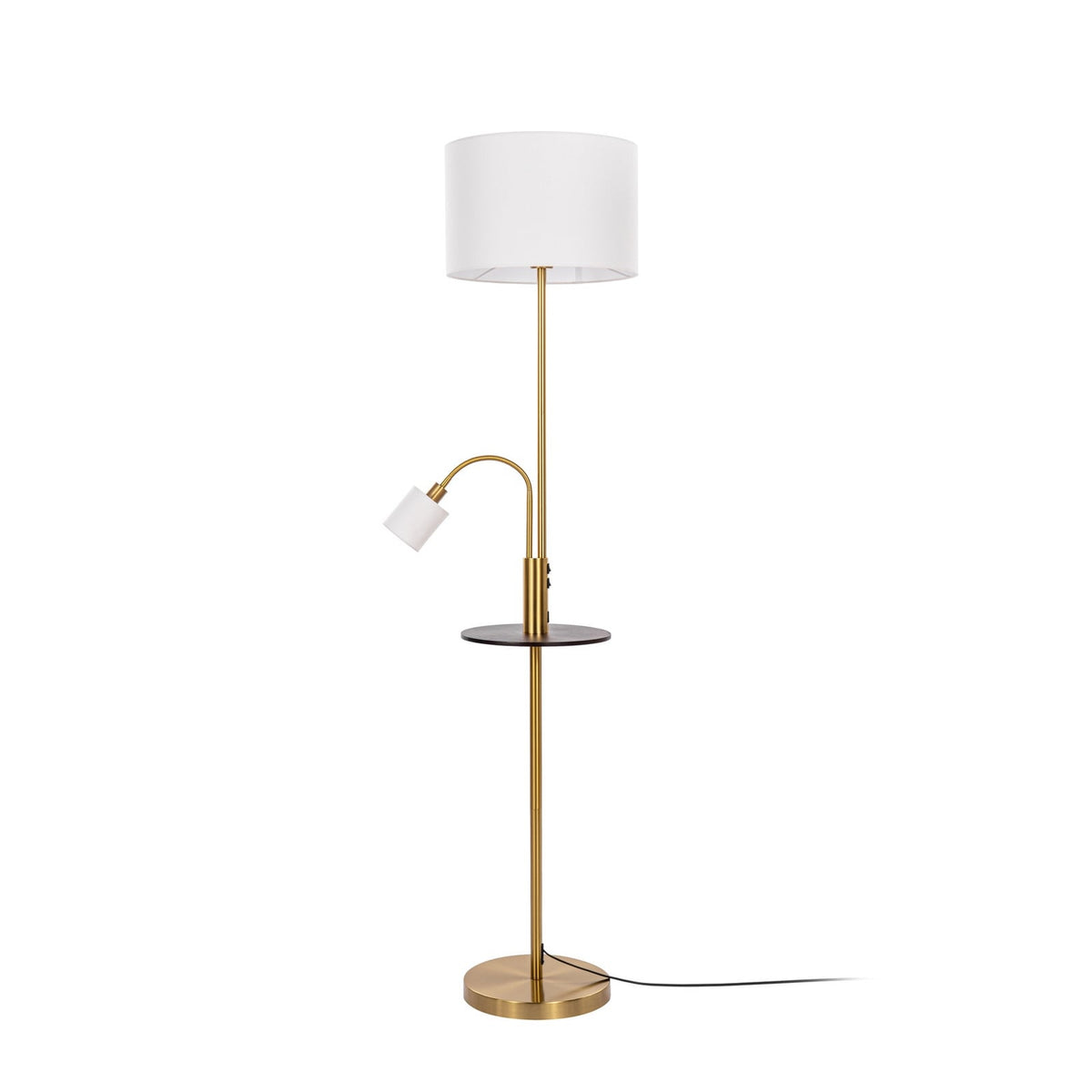 Aovan 67" Brass Floor Lamp with Shelf & USB Port
