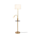Lucande Aovan floor lamp, brass, shelf, USB port