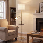 Aovan 67" Brass Floor Lamp with Shelf & USB Port
