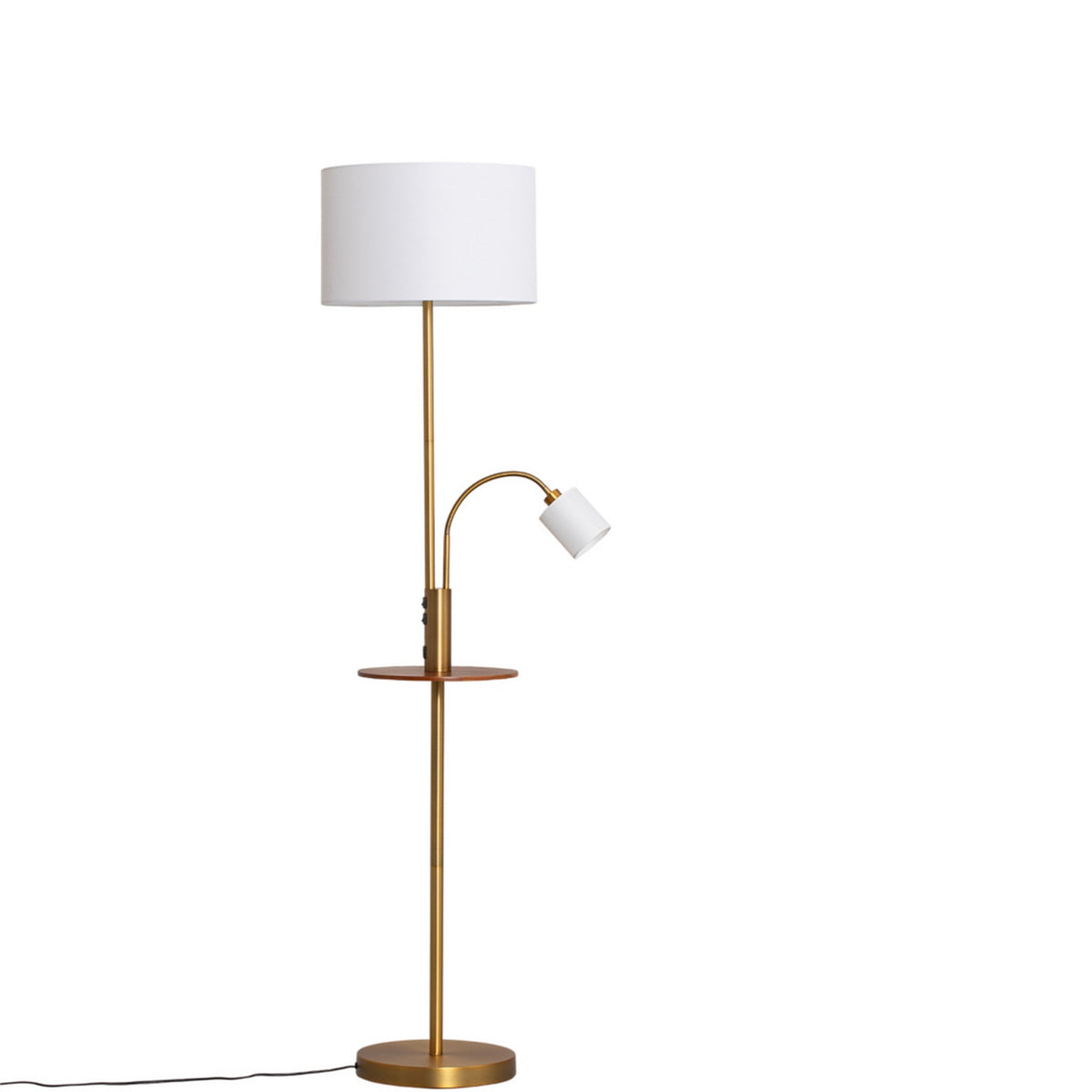 Aovan 67" Brass Floor Lamp with Shelf & USB Port