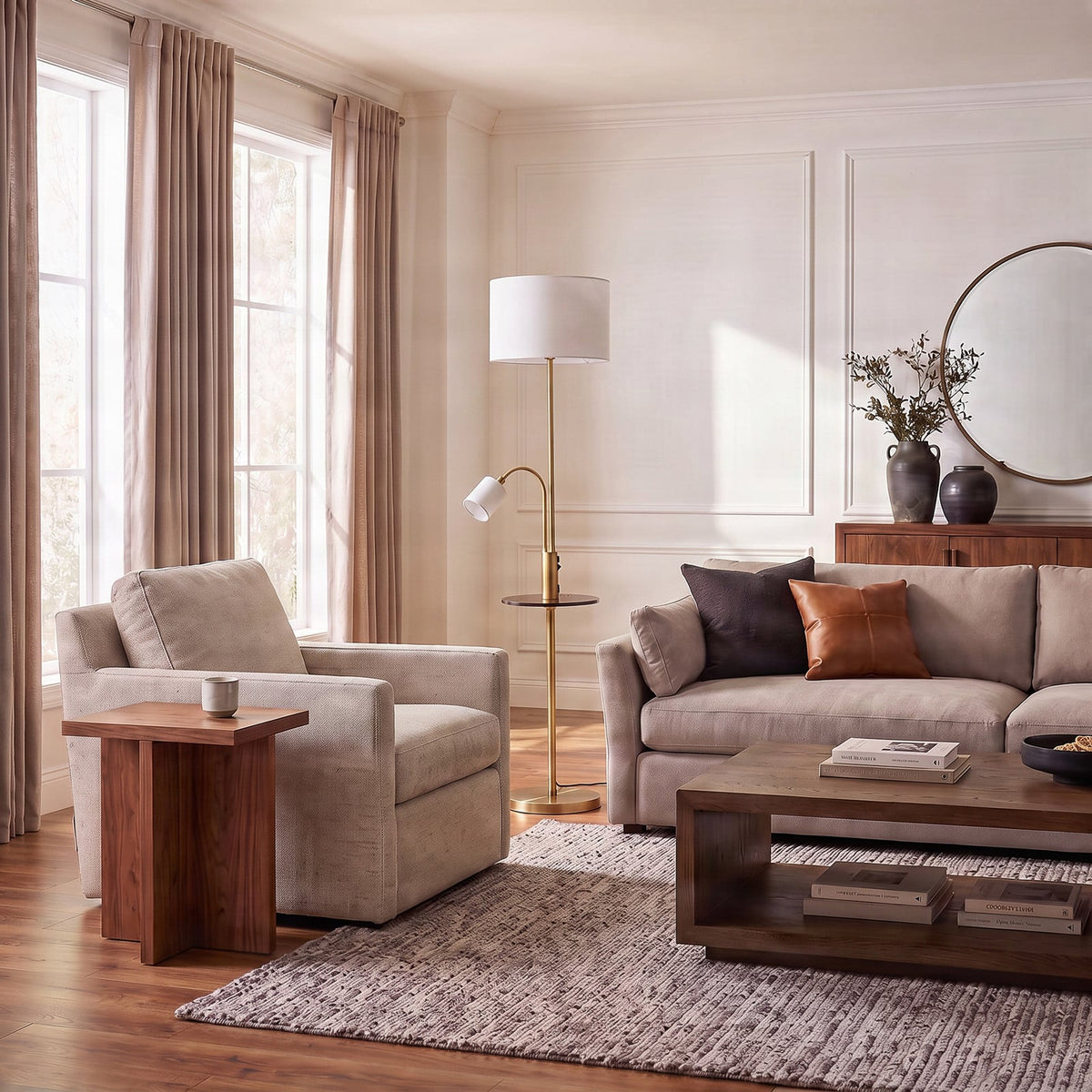 Aovan 67" Brass Floor Lamp with Shelf & USB Port