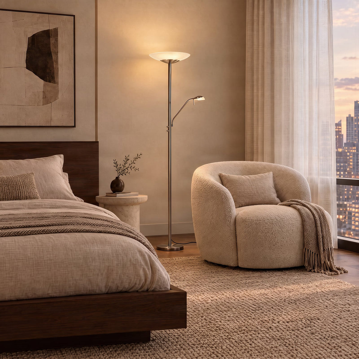 Ragna 71" Nickel LED Floor Lamp with Reading Light