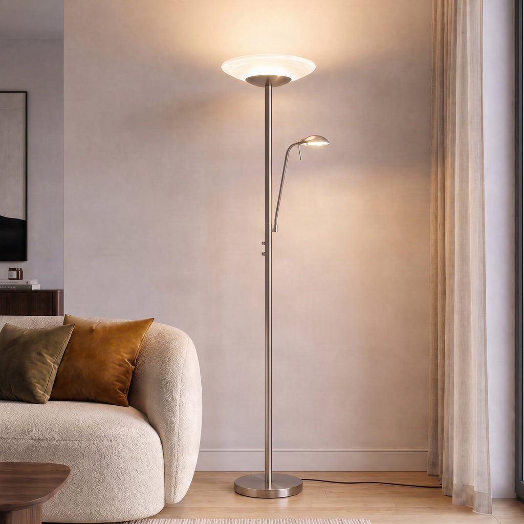 Ragna 71" Nickel LED Floor Lamp with Reading Light