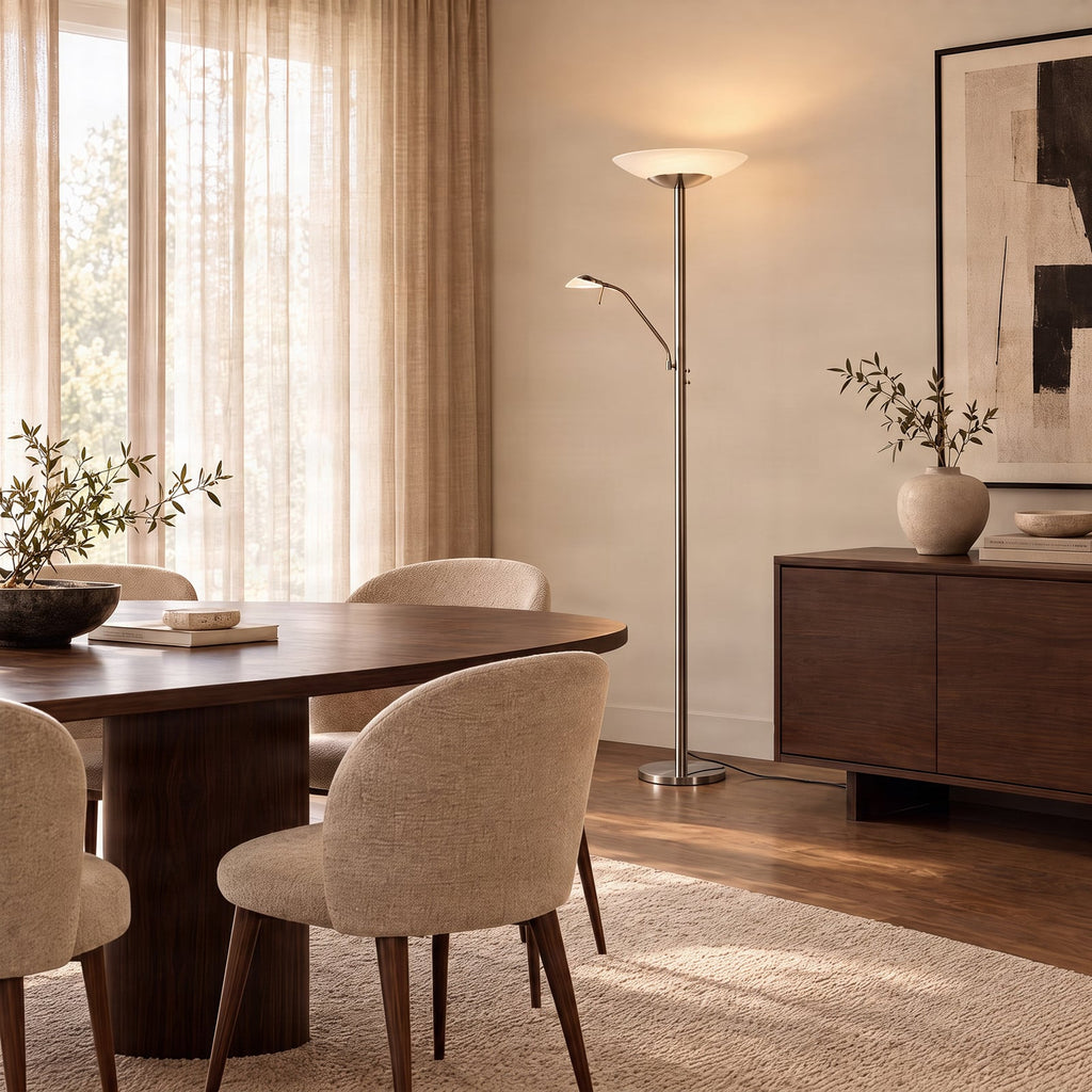Ragna 71" Nickel LED Floor Lamp with Reading Light