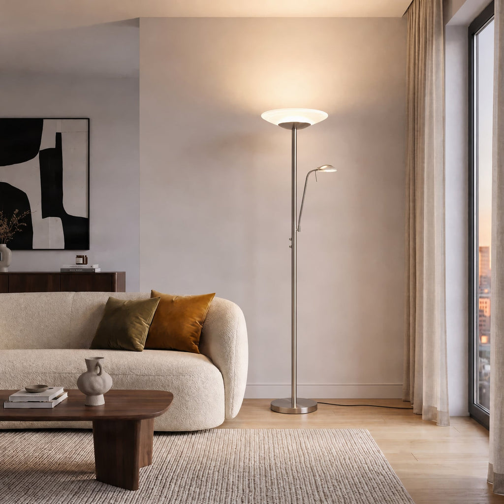 Ragna 71" Nickel LED Floor Lamp with Reading Light