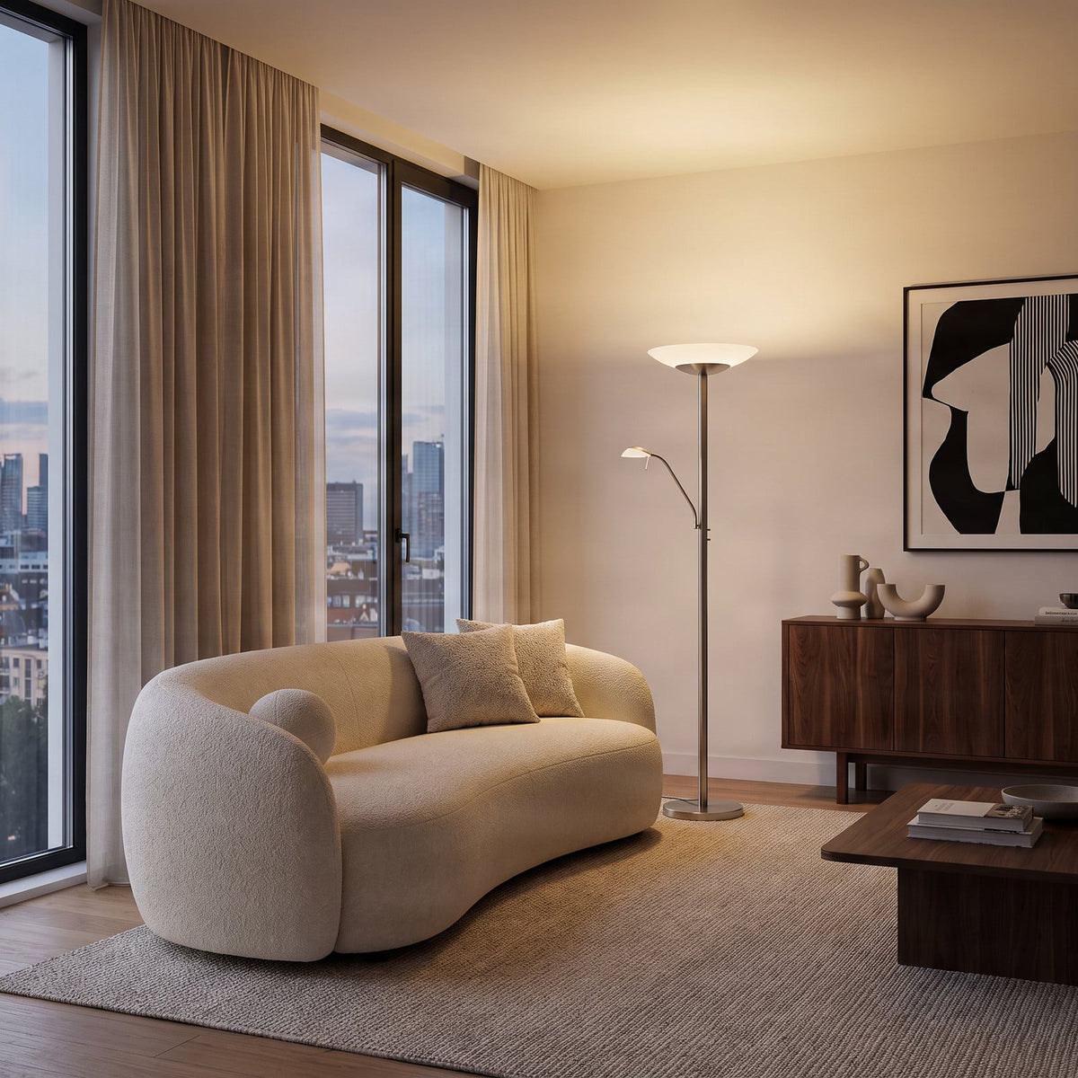 Ragna 71" Nickel LED Floor Lamp with Reading Light