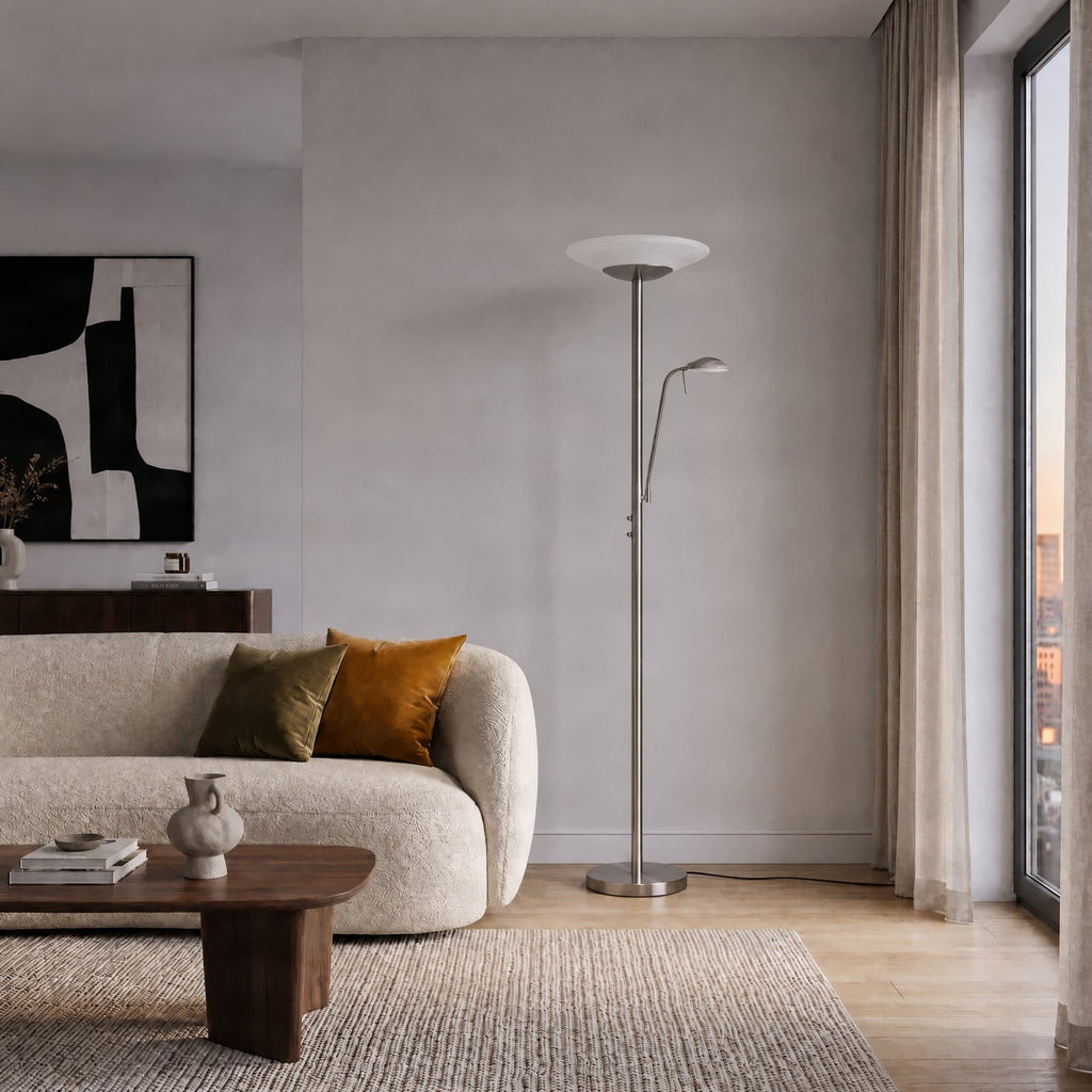 Ragna 71" Nickel LED Floor Lamp with Reading Light