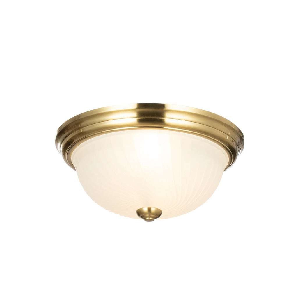 Lucande Pakka ceiling lamp, brass, glass, width 12 in