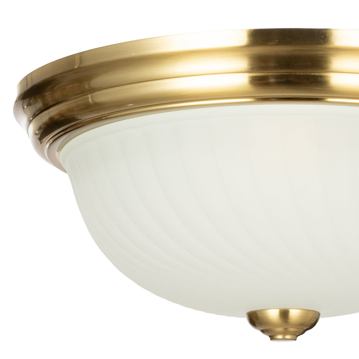 Lucande Pakka ceiling lamp, brass, glass, width 12 in