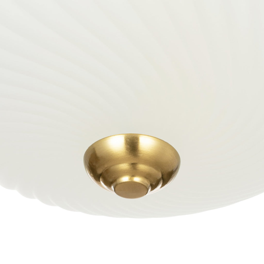 Lucande Pakka ceiling lamp, brass, glass, width 12 in