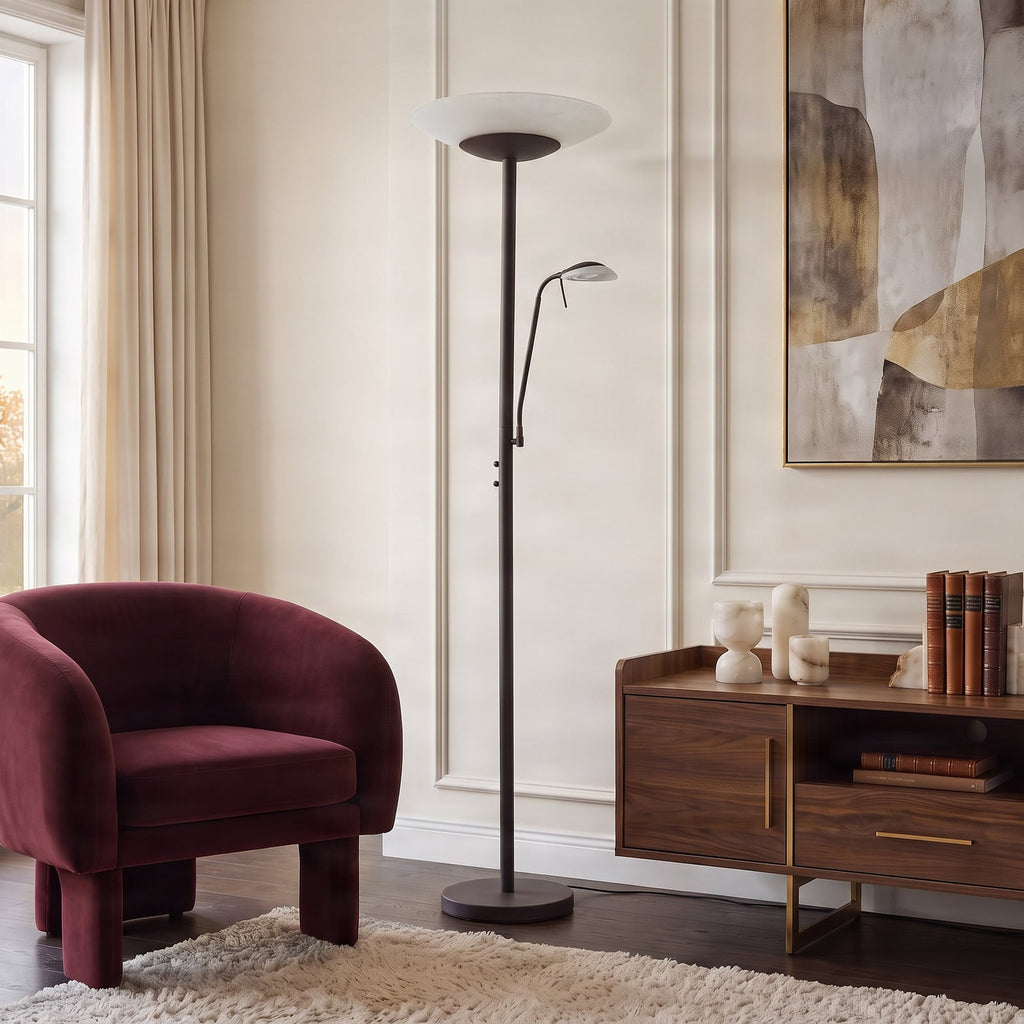 Ragna 71" Brown LED Floor Lamp with Reading Light