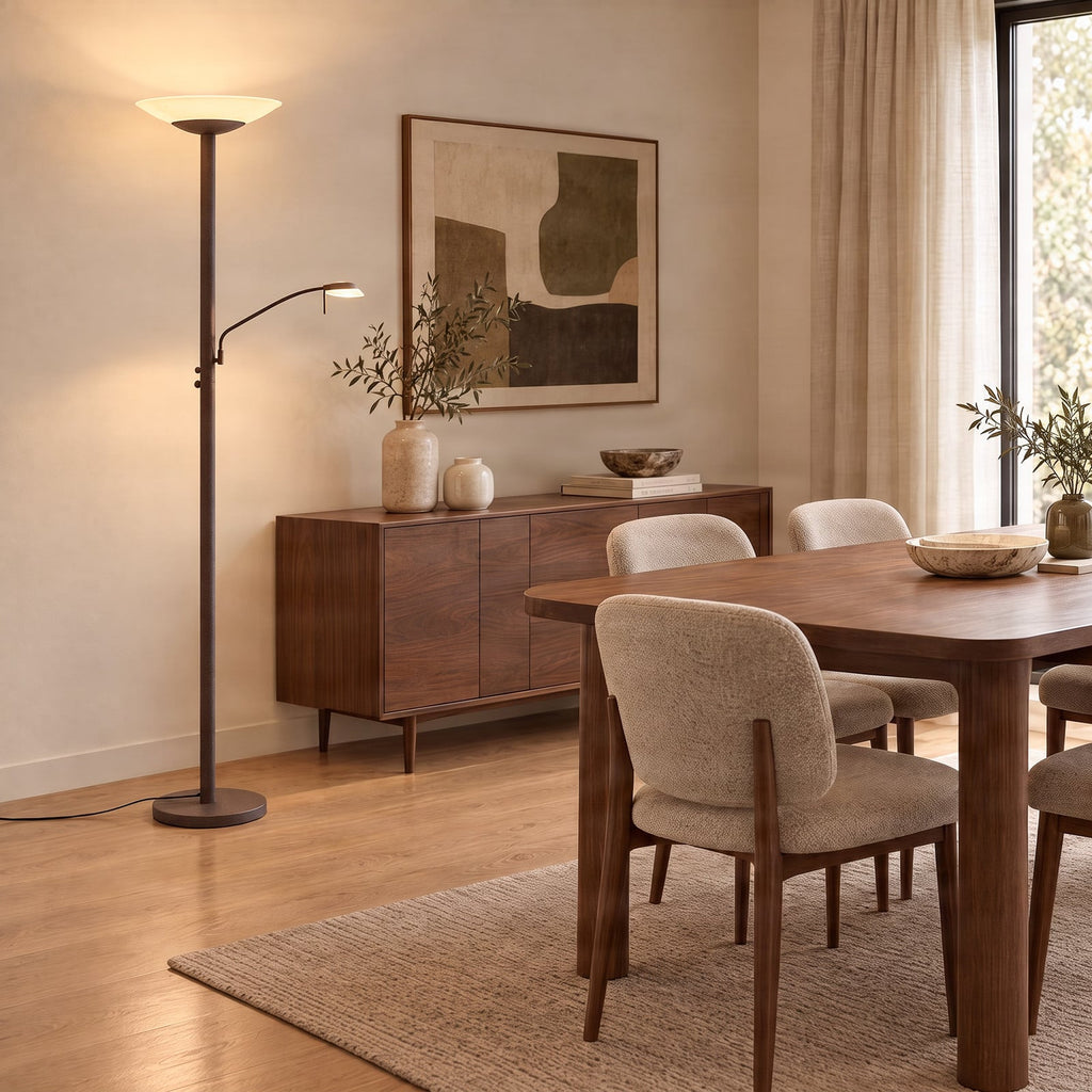 Ragna 71" Brown LED Floor Lamp with Reading Light
