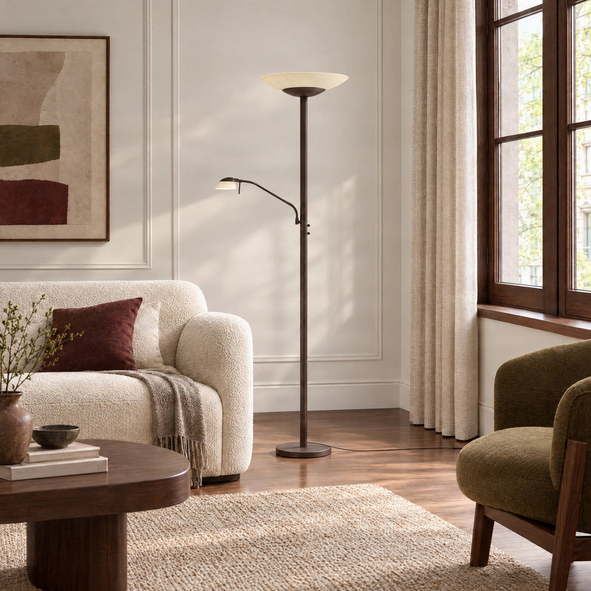 Ragna 71" Brown LED Floor Lamp with Reading Light