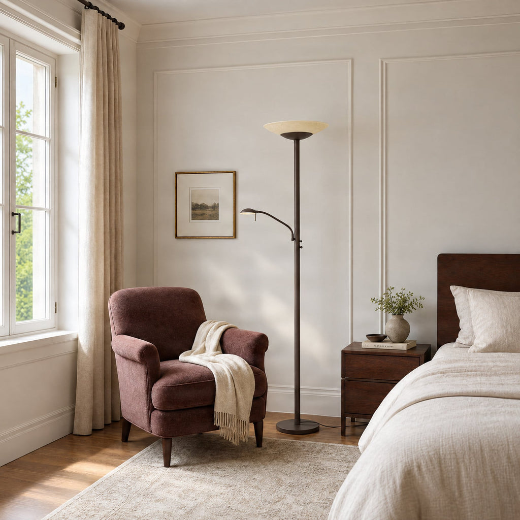 Ragna 71" Brown LED Floor Lamp with Reading Light