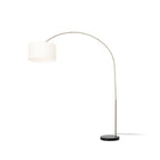 Lucande Belinda Arc Lamp, white, fabric/marble, 78.74 in