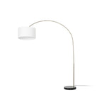 Lucande Belinda Arc Lamp, white, fabric/marble, 78.74 in