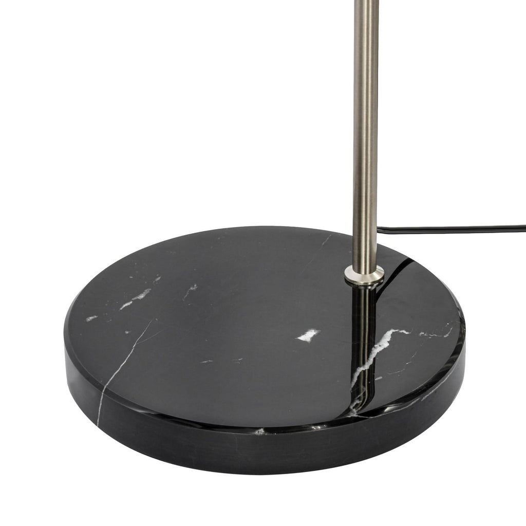 Lucande Belinda Arc Lamp, white, fabric/marble, 78.74 in