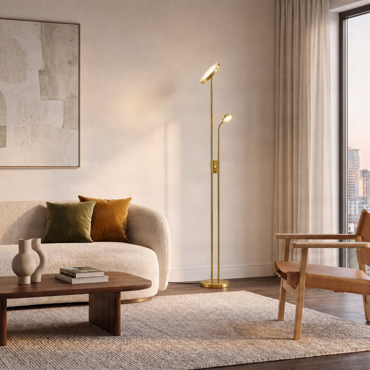 Seppa 71" Brass LED Floor Lamp
