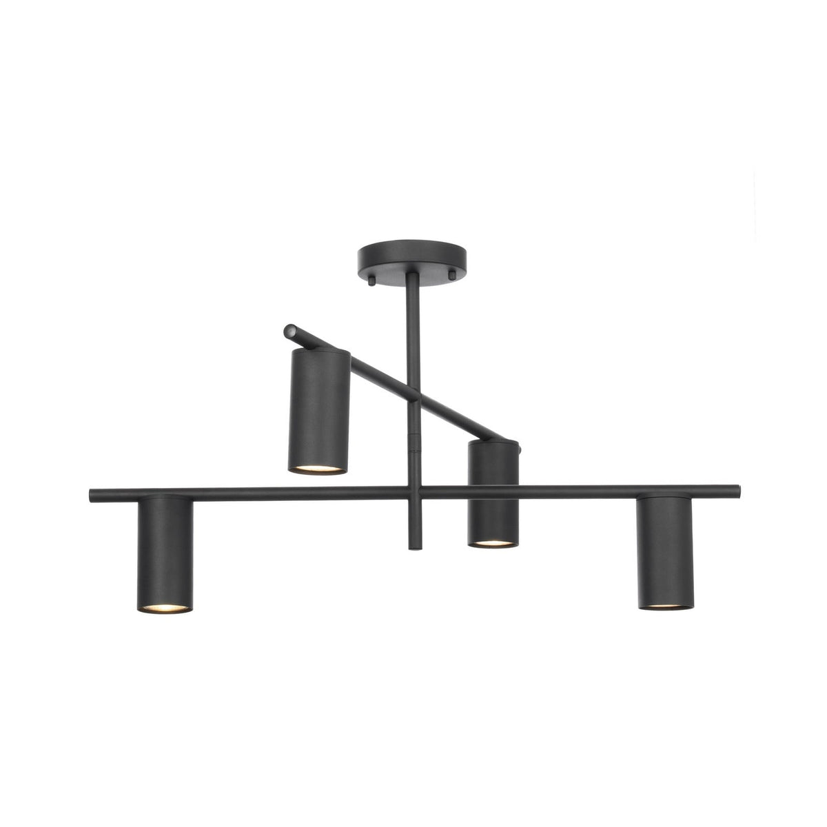 Lucande Marilou ceiling light, black, 4-bulb, Ø 27.56 in